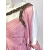 Rochie din voal natural, cu impletitura de cristale 